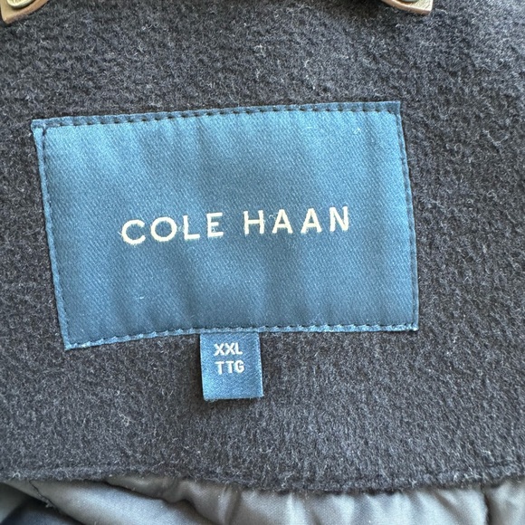 Cole Haan Navy Double Bib Collar Wool Field Coat - Picture 7 of 7